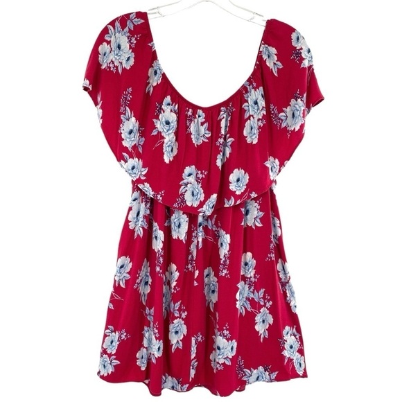 Torrid Red Floral Crepe Off Shoulder Ruffle Blouse - Picture 8 of 10